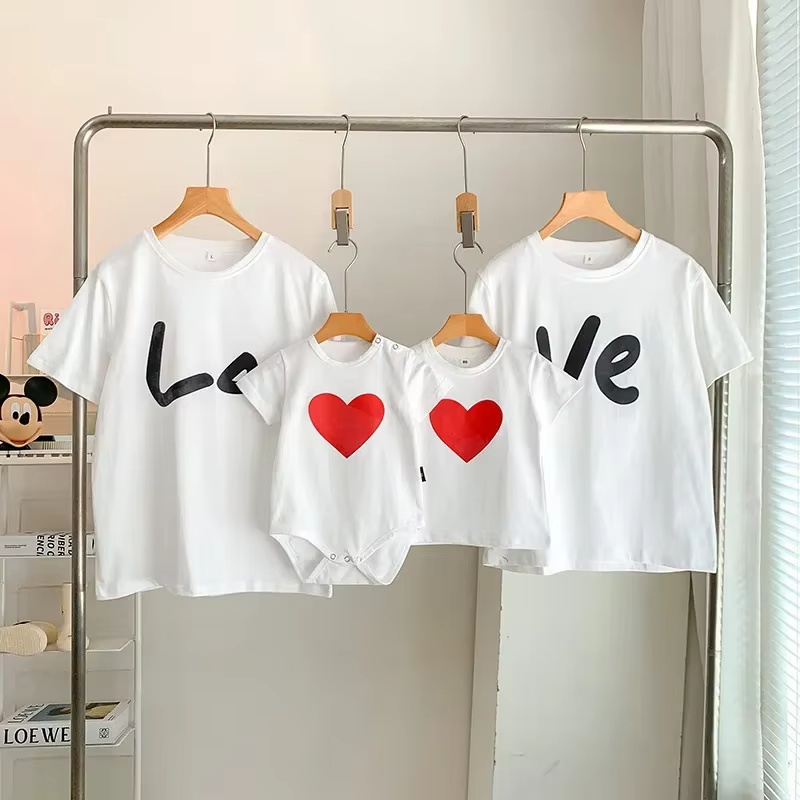 J'aime ma maman et papa vêtements pour bébé T-shirts d'été pour toute la famille Look vêtements d'ét