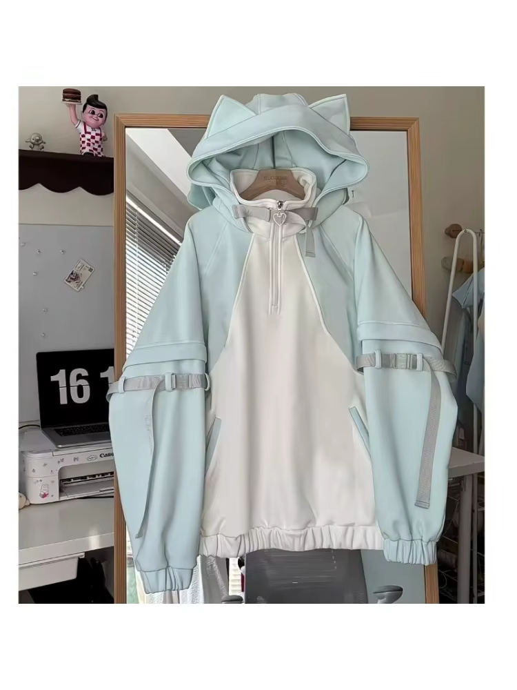 Sweats à capuche de fouet de conception de sous-culture japonaise pour femmes, sweat à capuche Kawai