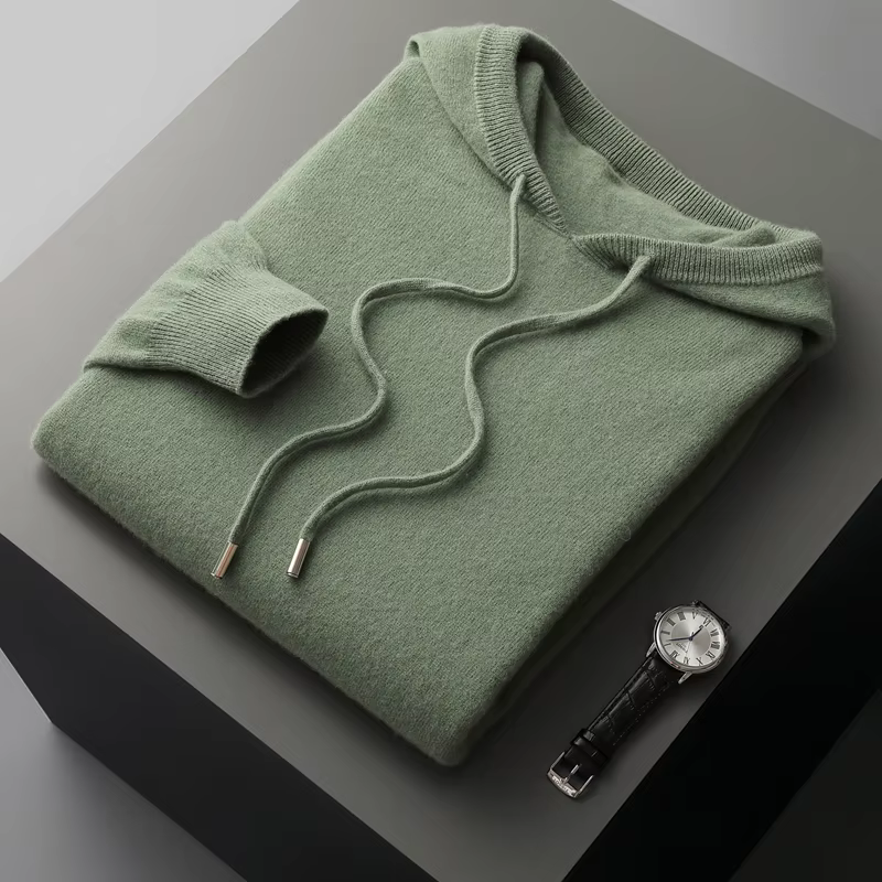 Sweat à capuche en cachemire pour homme, 100% laine mérinos, prêt à porter, sweat-shirt décontracté,