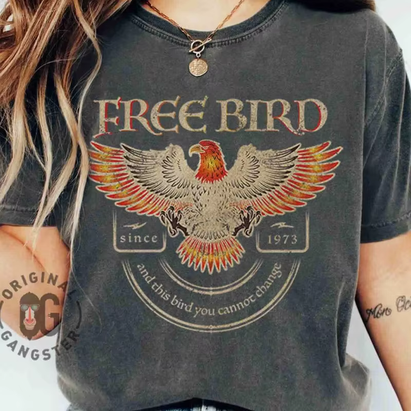 T-shirt Free Bird, T-shirt de groupe, T-shirt de groupe rétro, Nouveau T-shirt unisexe en coton pour