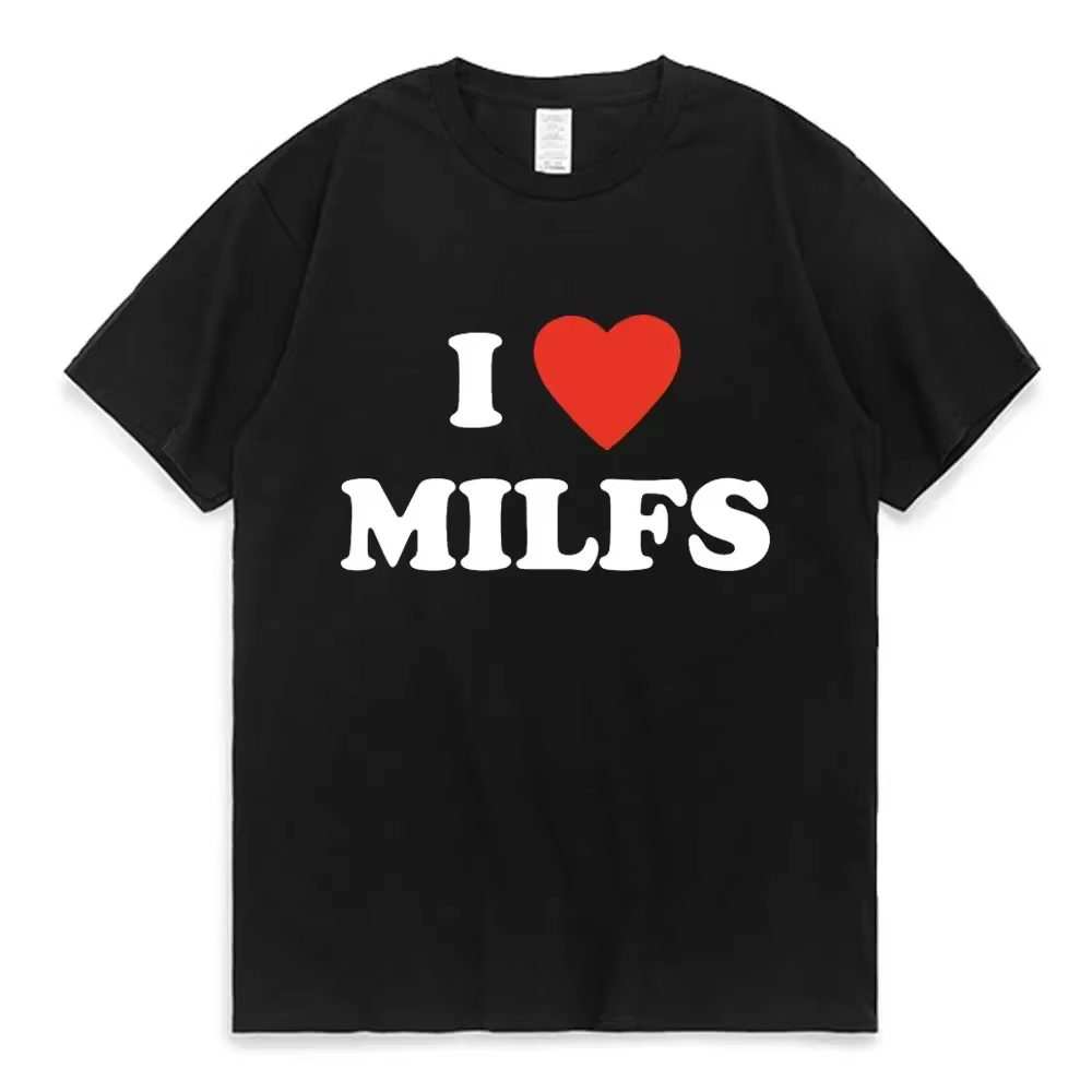 T-shirts imprimés « I Love MILFS I Heart Hot Moms » pour femmes et hommes, manches courtes, décontra