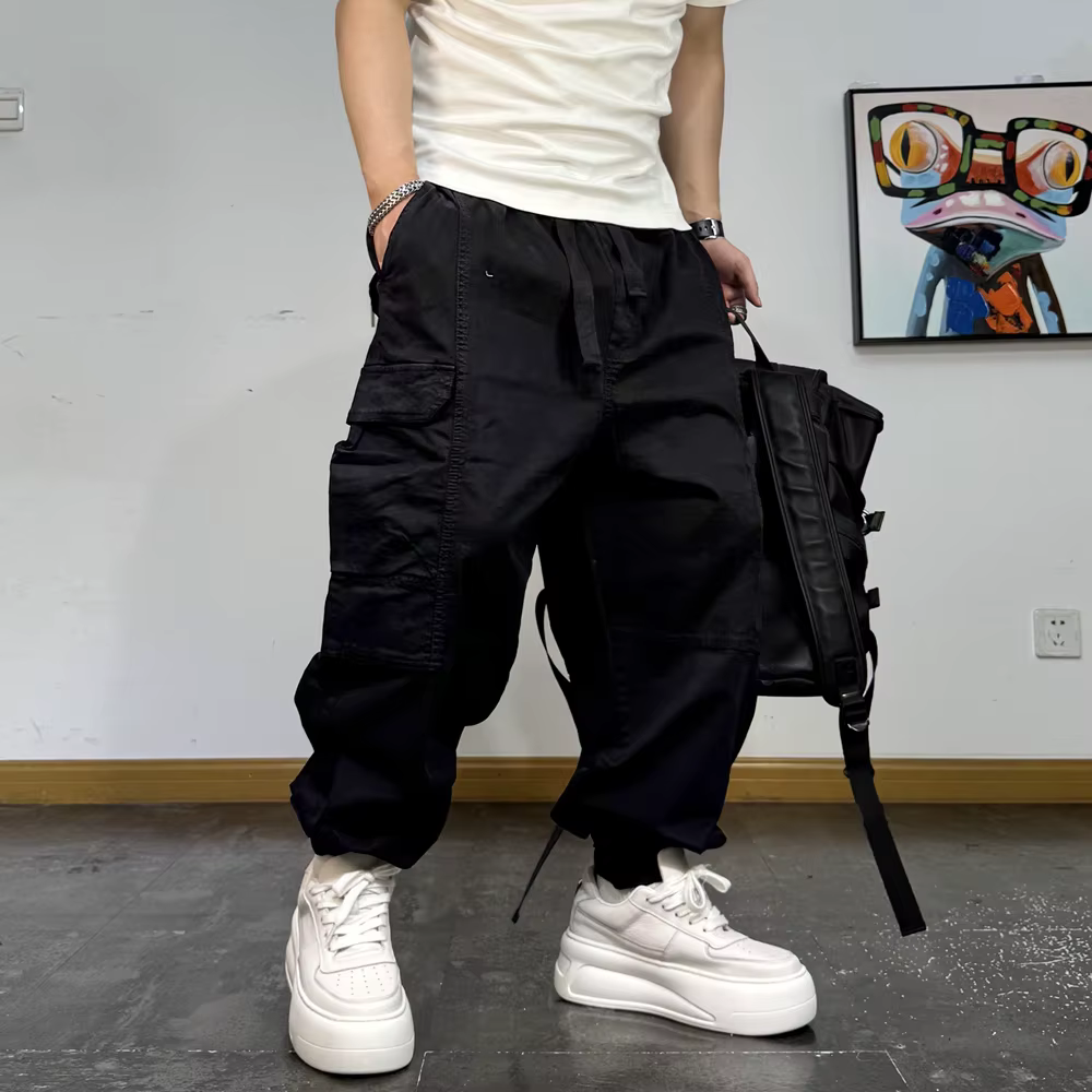Pantalon Cargo Baggy pour hommes, Streetwear coréen, haute qualité, multi-poches, rétro, survêtement