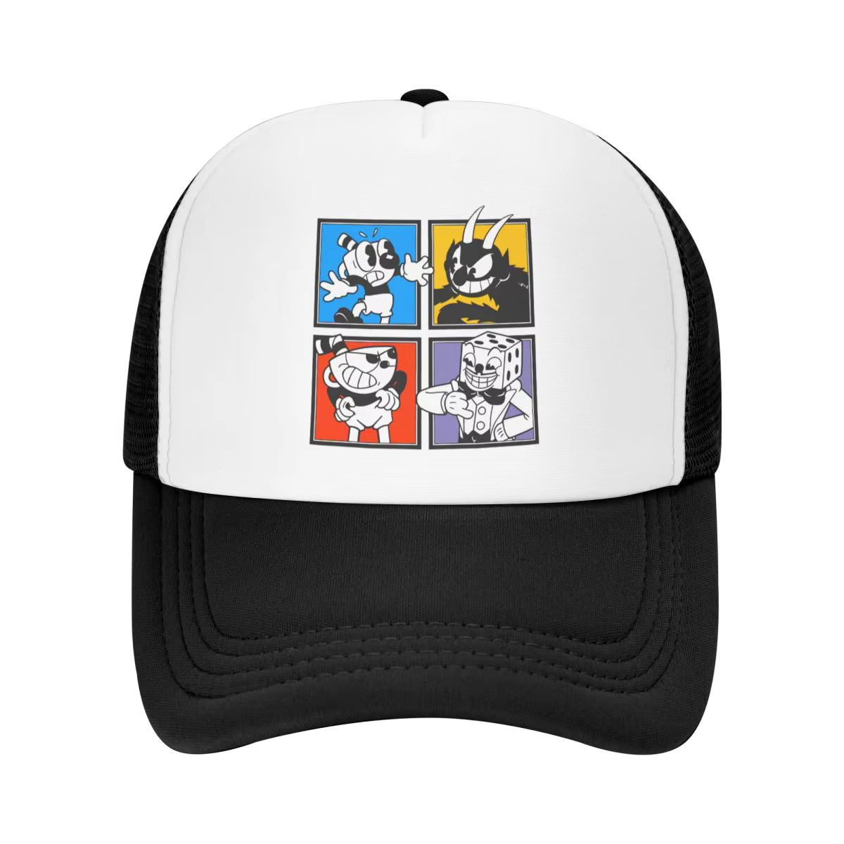 Chapeau de camionneur personnalisé avec personnages Cuphead pour hommes et femmes, casquette de Base