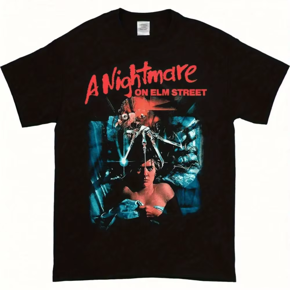 T-shirt graphique Nightmare on Elm Freddy Krueger pour adultes, chemise de film de terreur 100% avec