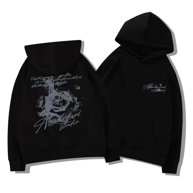 Sweat-shirt à capuche imprimé lettres roses pour hommes et femmes, vêtements de sport décontractés d