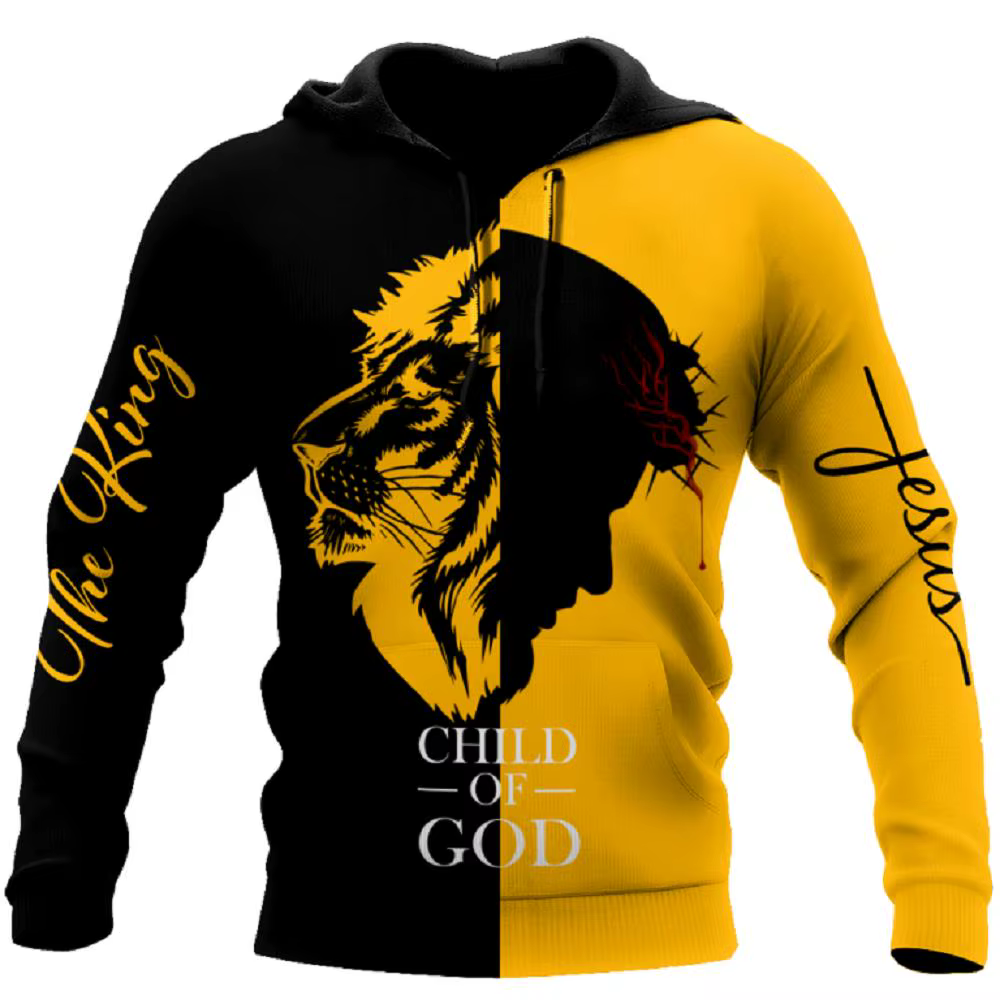 Sweat à capuche imprimé 3D chrétien Jésus pour hommes, sweat à capuche Harajuku, pull décontracté, s