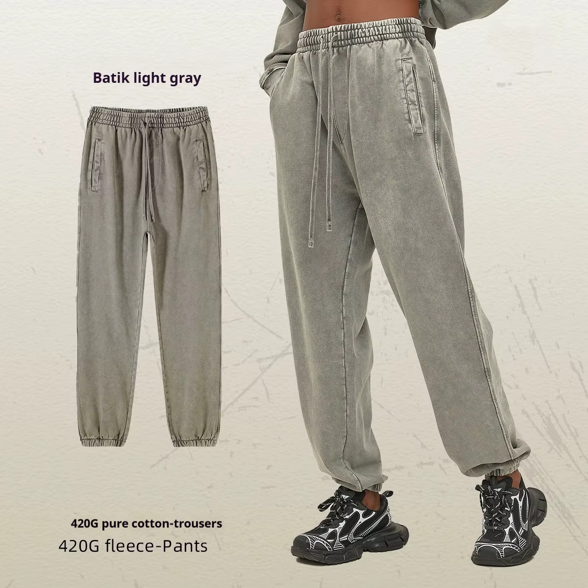 Pantalons de survêtement Joggers femmes hommes Vintage lavage en détresse léger ourlet rond délavé b