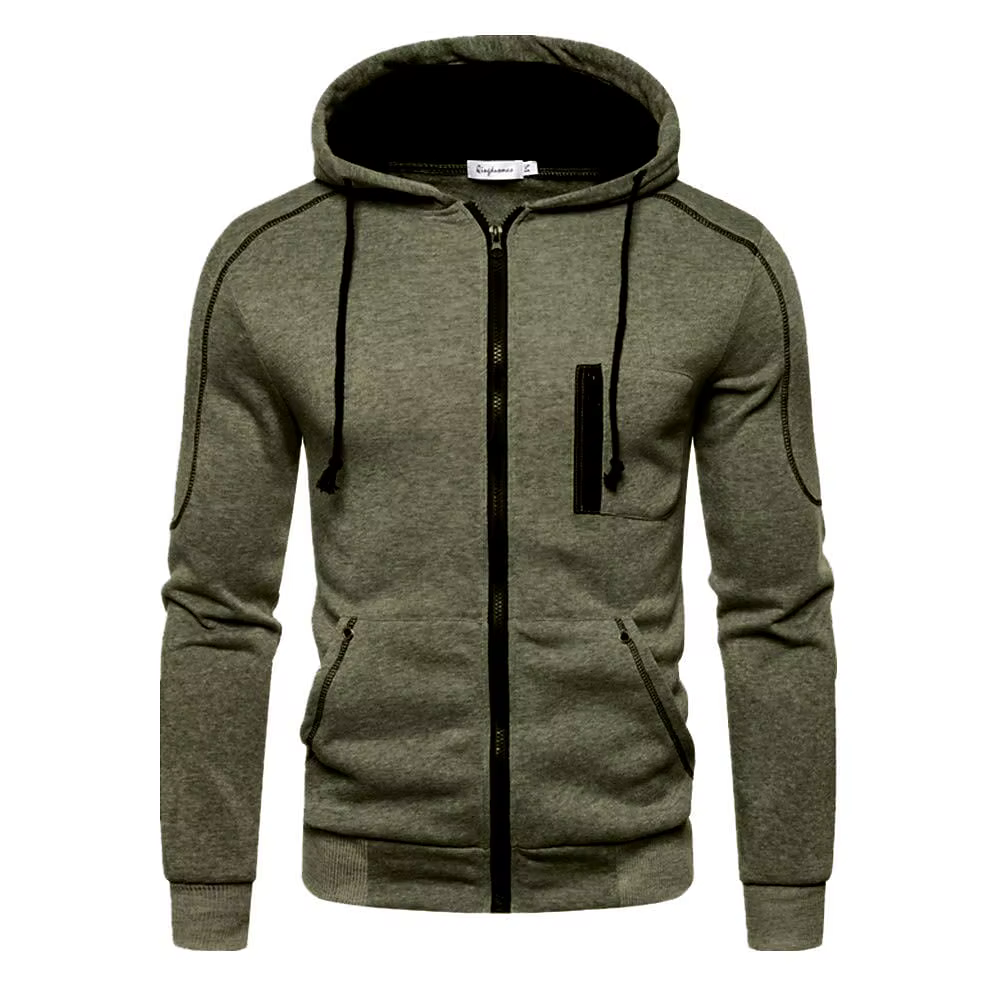 Sweat à capuche de sport pour hommes, décontracté, essentiel, doublé d'hiver, avec poche zippée en p