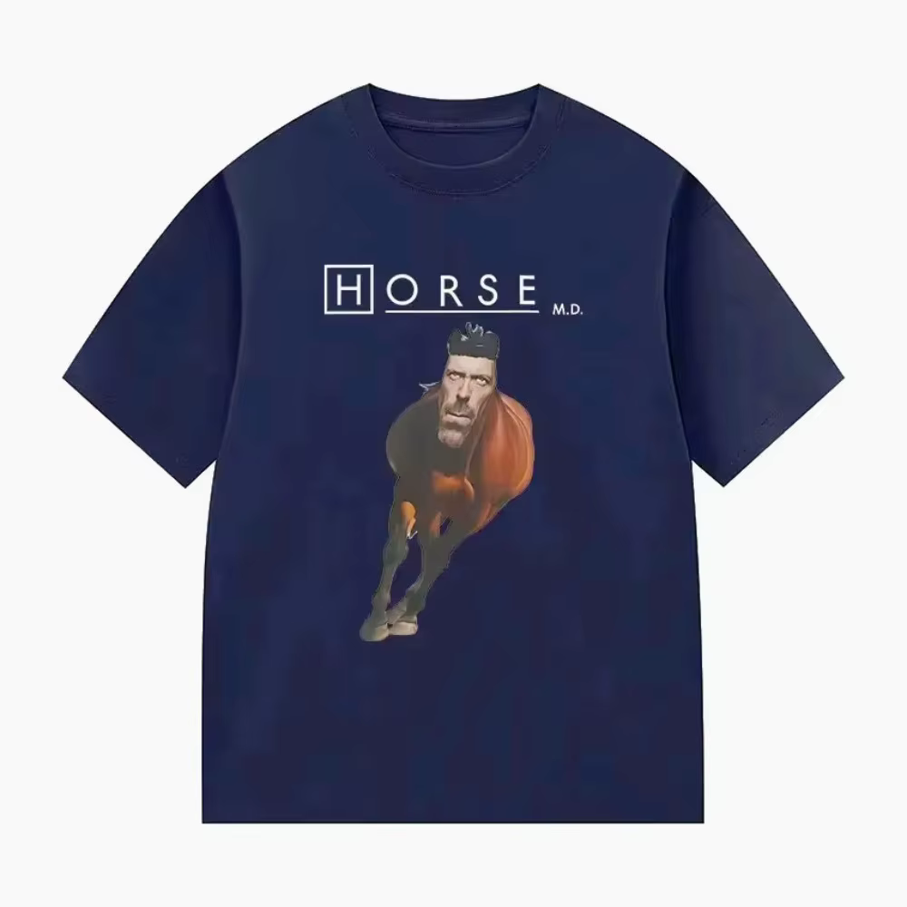 Horse House MD T-shirt graphique humoristique pour hommes et femmes, style humoristique, à manches c