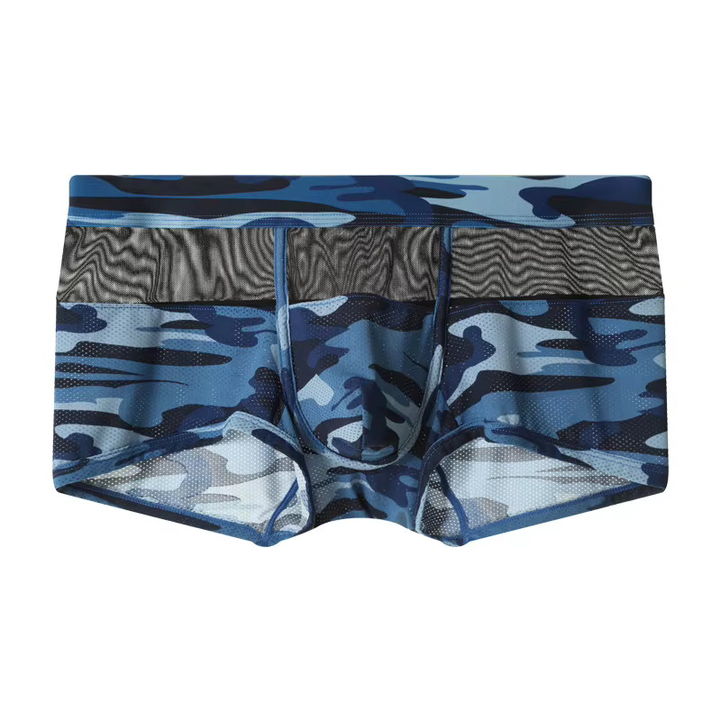 Sous-vêtements sexy pour hommes 2026 – Culottes transparentes en maille camouflage, très élastiques 