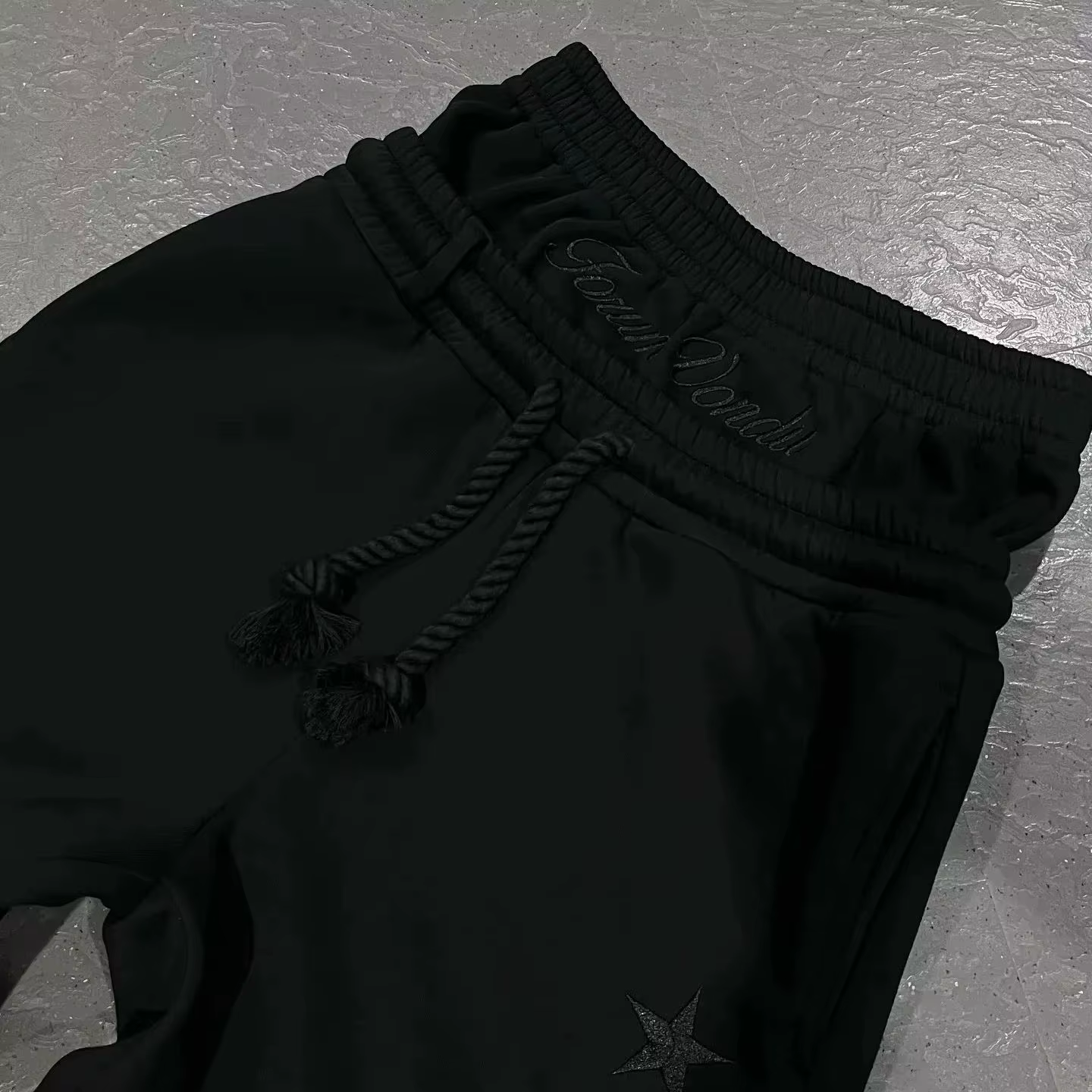 Harajuku – pantalon de survêtement ample à Double taille Y2K, couleur unie américaine, lettres brodé