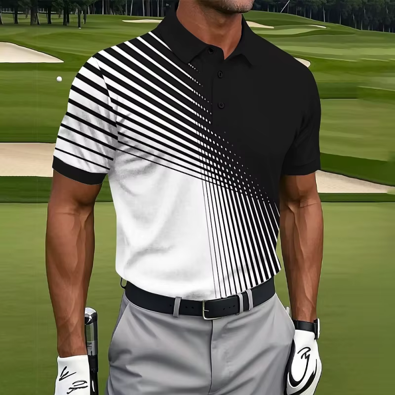 Polo imprimé 3D à rayures pour hommes – T-shirts colorés à motif simple, mode décontractée, coupe am