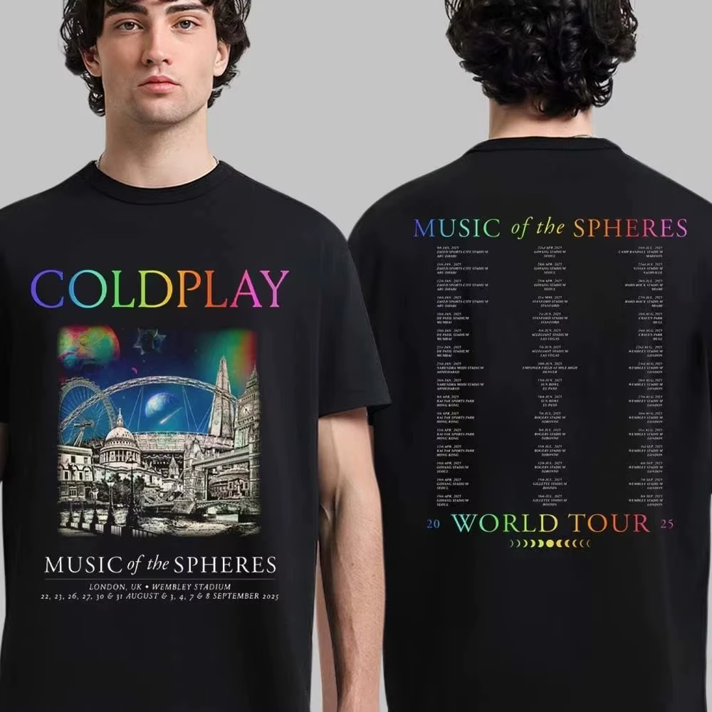 Y2k Hip Pop t-shirts Coldplay Londres musique des sphères Tour Tee 2025 au stade de Wembley sur 22 2