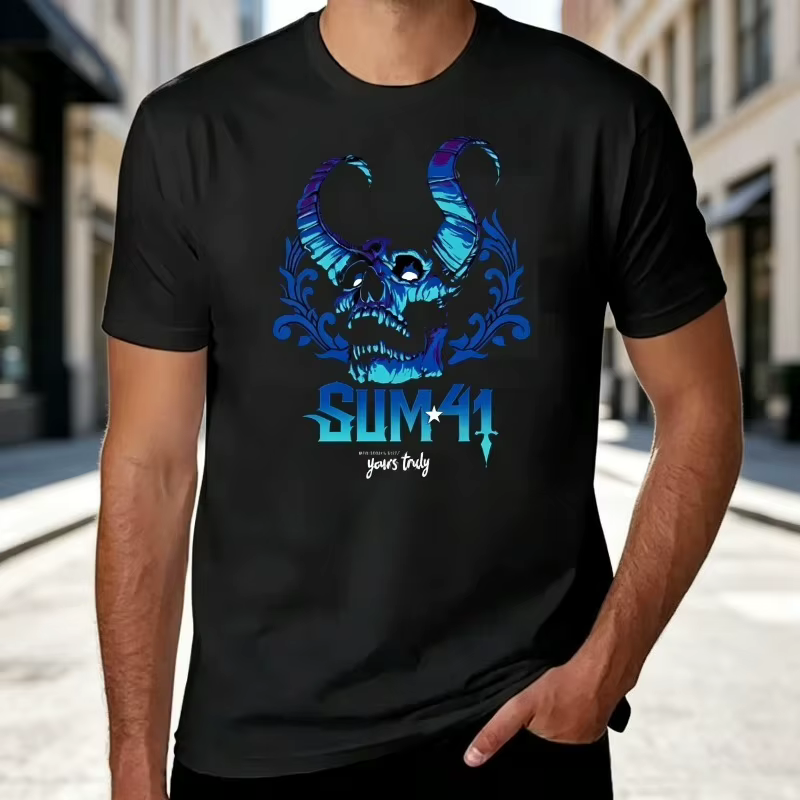 Sum 41 The Hell Song Graphic Tee Vintage Punk Rock Band T-Shirt décontracté à manches courtes Sum 41