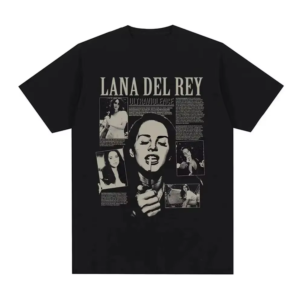 T-shirt imprimé Singer Lana Del Rey pour femmes, mode Hip Hop, t-shirts pour hommes, streetwear Hara