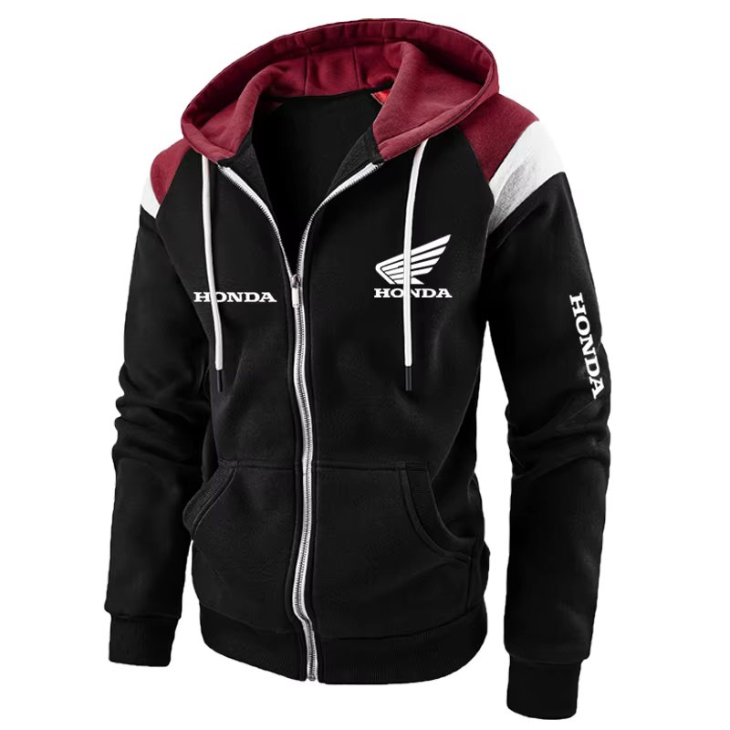 Sweat à capuche Honda Racing pour homme (taille européenne) - Style pilote, manches longues, fermetu