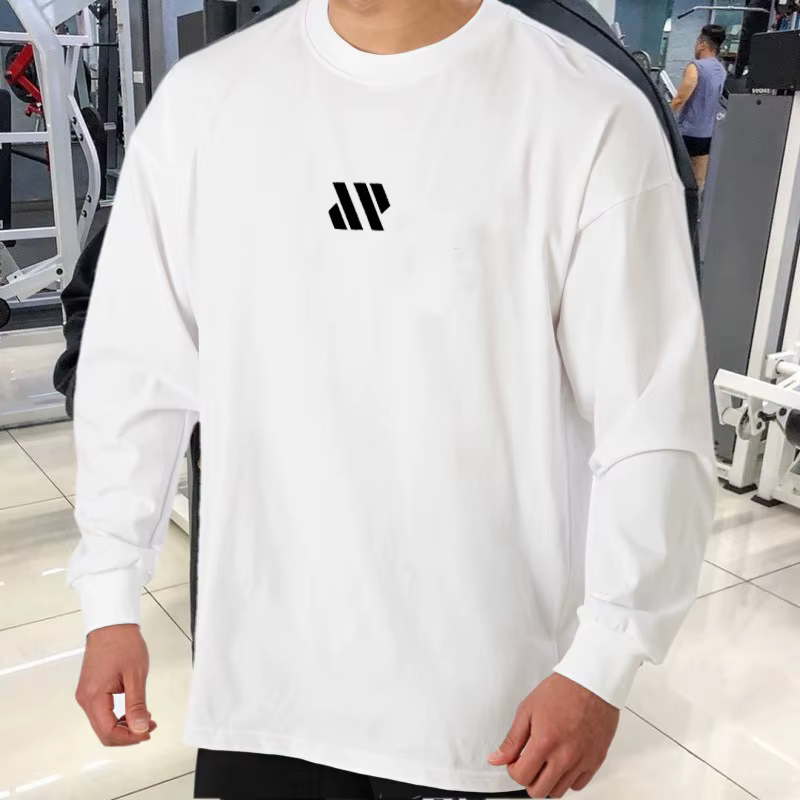 T-shirt surdimensionné à manches longues pour hommes, chemises de fitness, vêtements de gym, hip hop