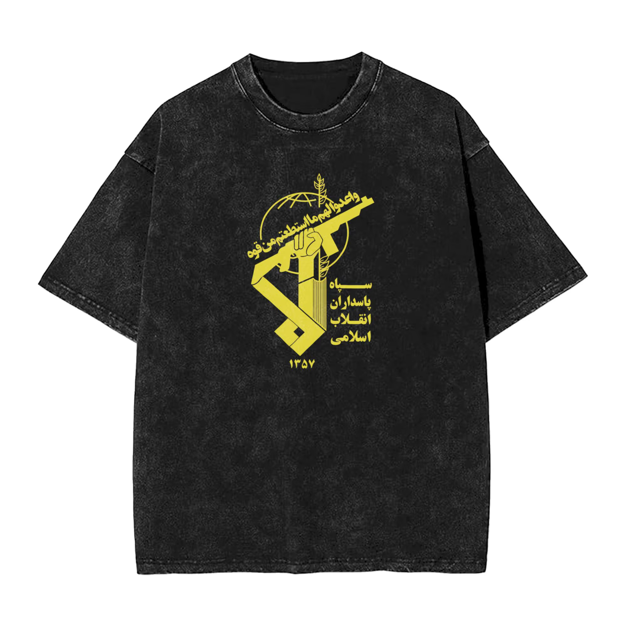 T-shirt lavé IRGC pour hommes, style Y2K, en coton, col rond, populaire, simple, coupe oversize, pou