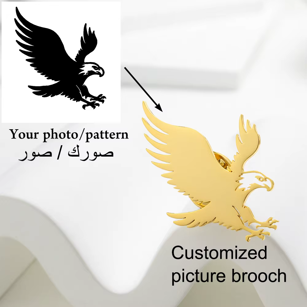 Broches personnalisées avec logo sur mesure en acier inoxydable, accessoires de bijouterie, cadeaux 
