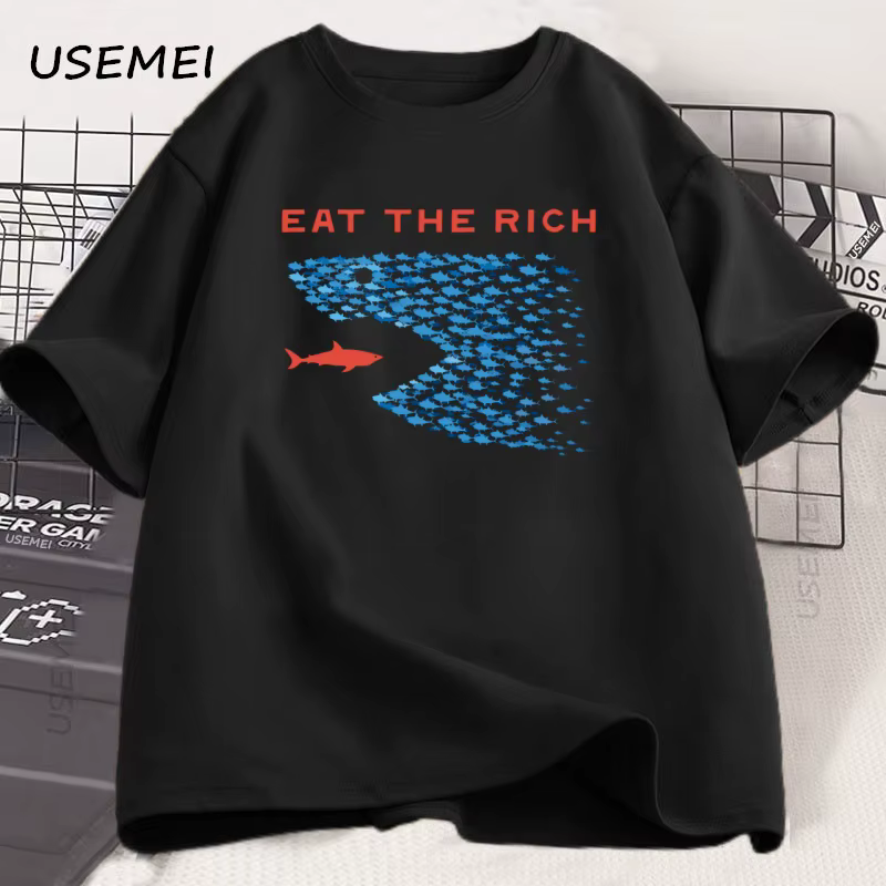 Eat The Rich T-shirt hommes femmes drôle coton à manches courtes T-shirt Streetwear imprimé T-shirt 
