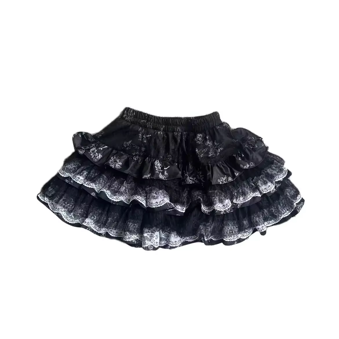 Jupe trapèze en dentelle pour femmes, sous-culture japonaise, mini-robe punk noire, vêtements de fêt