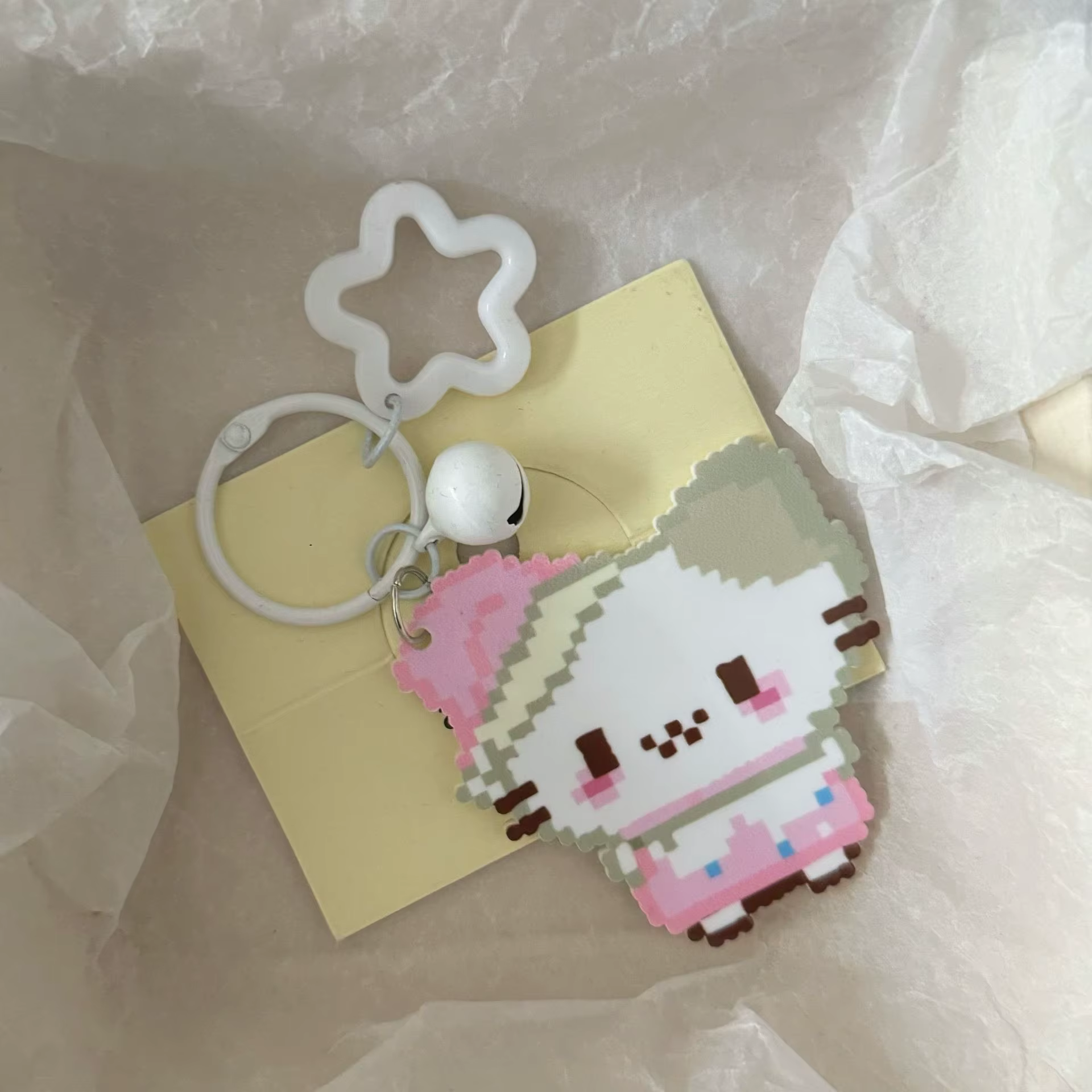 Adorable Pixel Art chat acrylique porte-clés rétro Style de jeu porte-clés sac pendentif breloque po