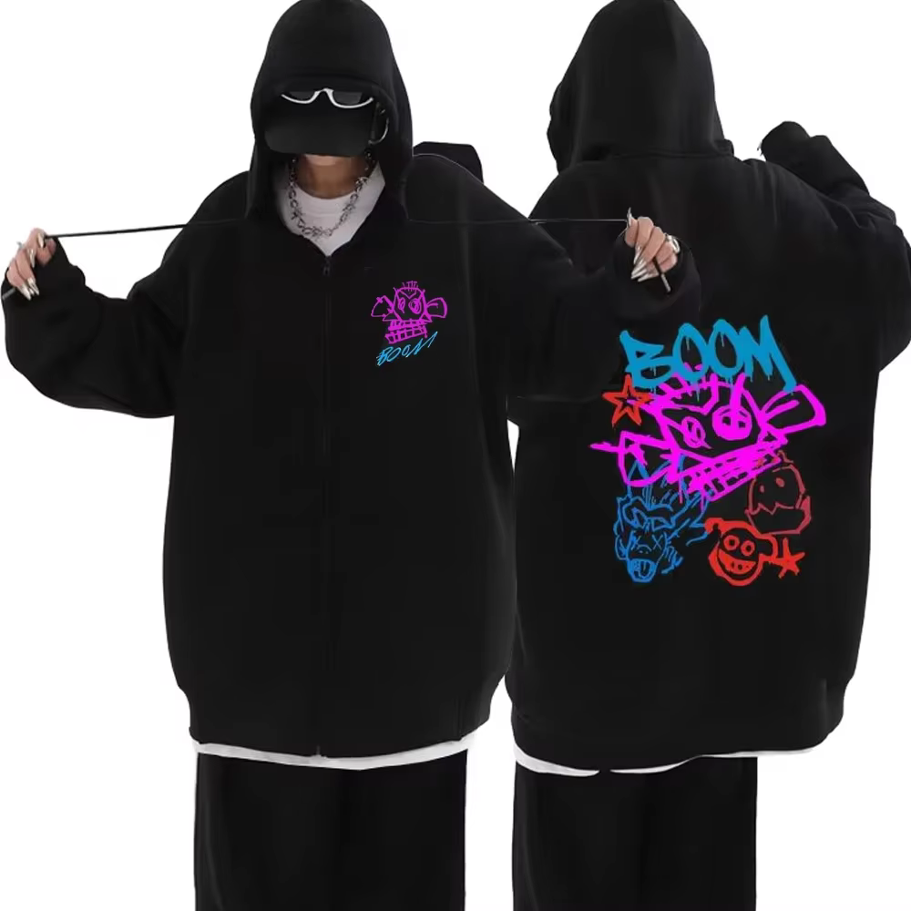 Arcane Jinx-Sweats à capuche graffiti pour hommes et femmes, vestes zippées, sweat-shirt à manches l
