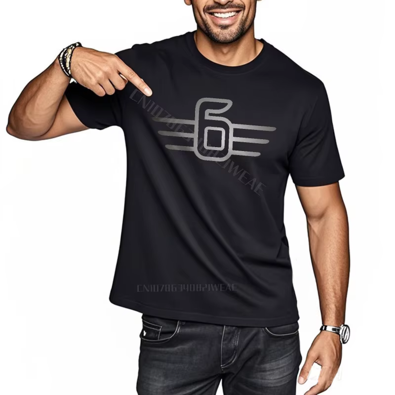 T-shirt homme noir classique T-shirt Six avec deux lignes usage quotidien T-shirt d'entraînement Ani