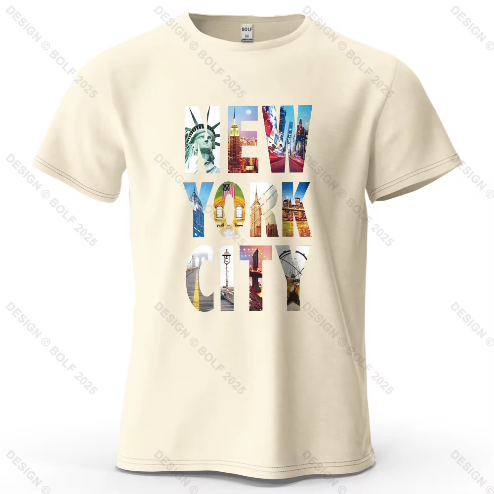 NYC Vibes imprimé hommes T-Shirt 100% coton surdimensionné urbain à la mode graphique t-shirts pour 