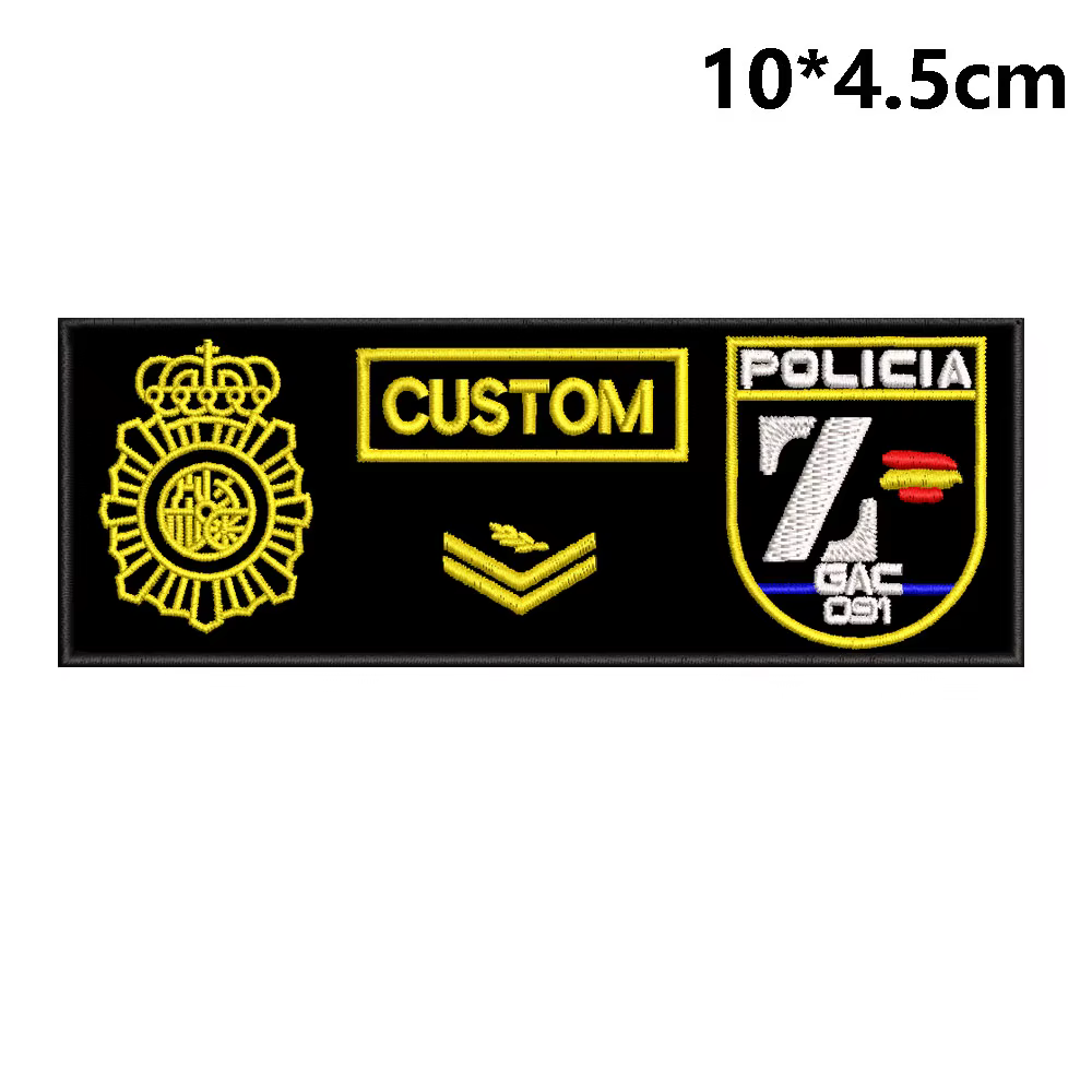 Patch tactique personnalisé de l'armée d'espagne, Patch de texte personnalisé brodé avec support à c