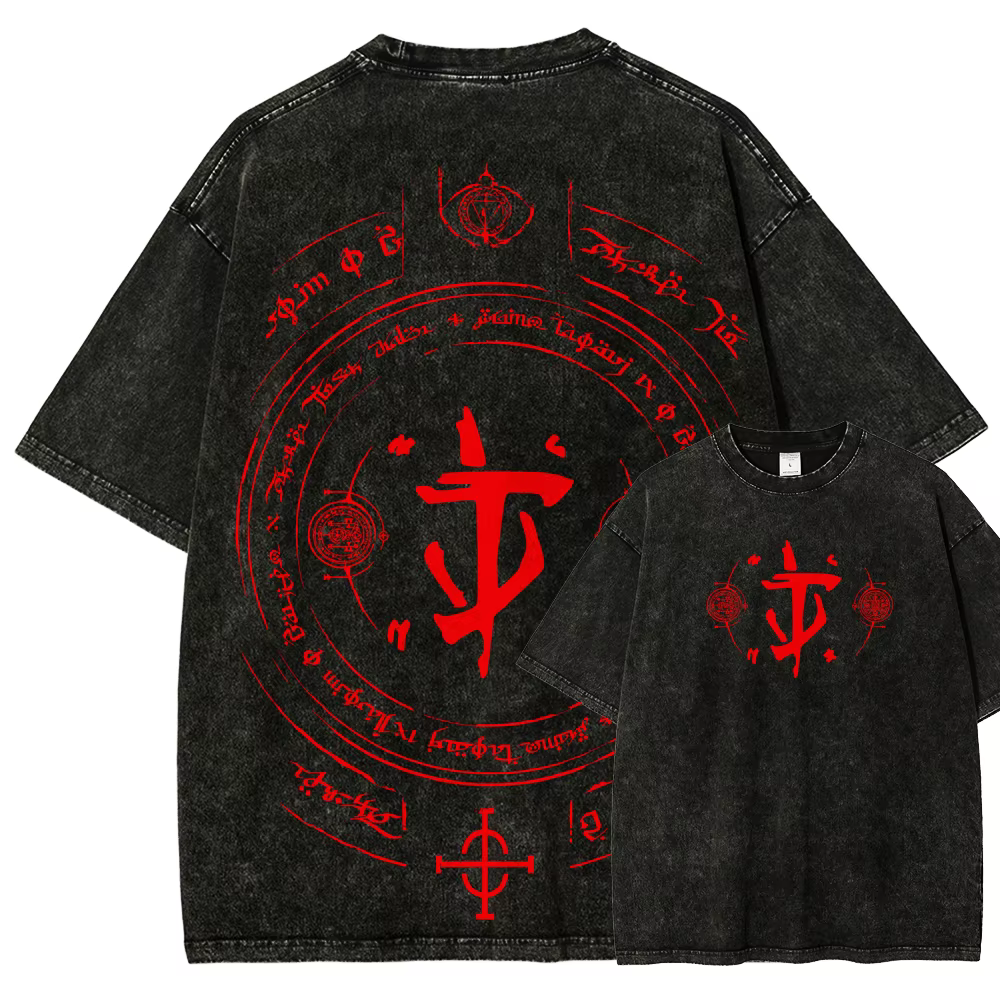 DOOM Nouveau Modèle T-shirt Lavé Tendance Personnalisé Rétro Mode Streetwear Couples Classique Unise