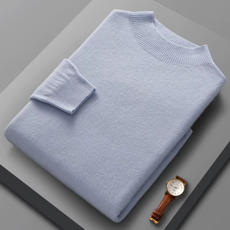 Pull en laine mérinos pour hommes, sweat à capuche tricoté à col mi-haut, en cachemire, polyvalent, 