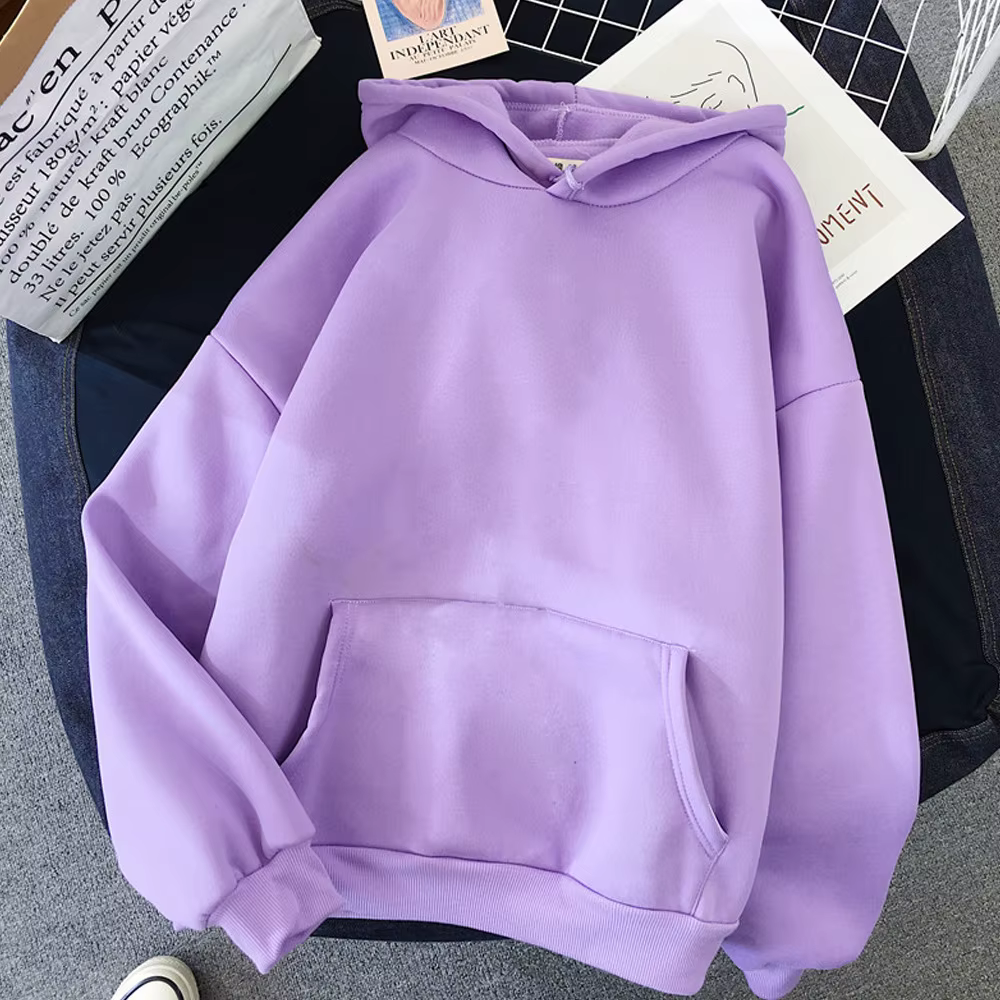 ​ ​ Sweat à capuche surdimensionné unisexe, minimaliste, couleur unie, pull français pour femmes, St