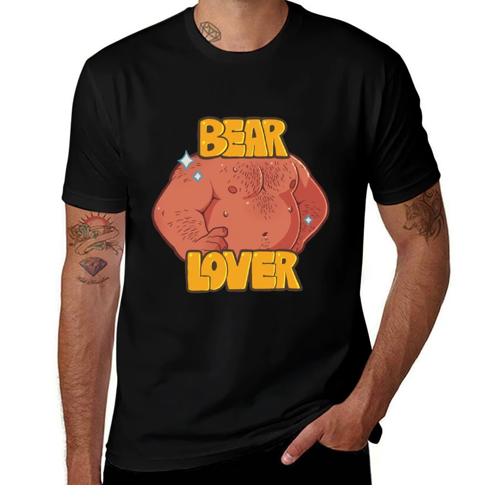 T-shirt Bear Lover Tan, haut d'été léger et respirant
