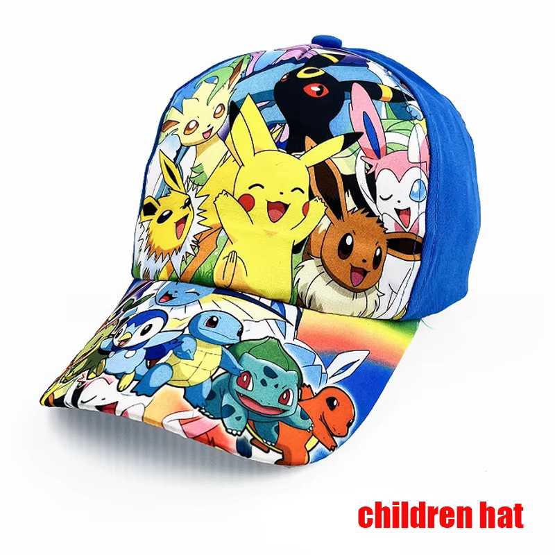 Pokemon Baseball Cap Anime Figure Pikachu Hat Adjustable Cartoon Adult Hats for Boy Girl Kids Birthd