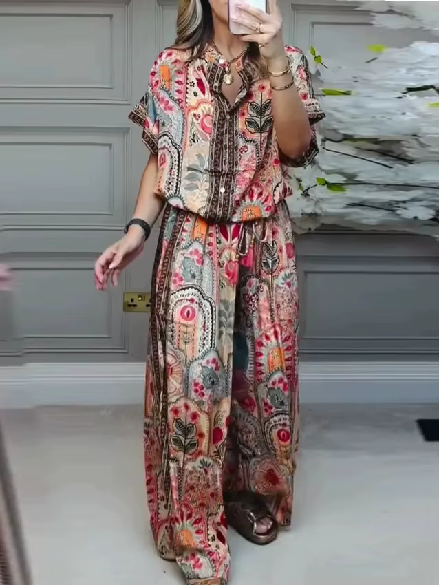 Nouvelle mode épaules dénudées haut à manches courtes pantalons décontractés deux pièces costume de 