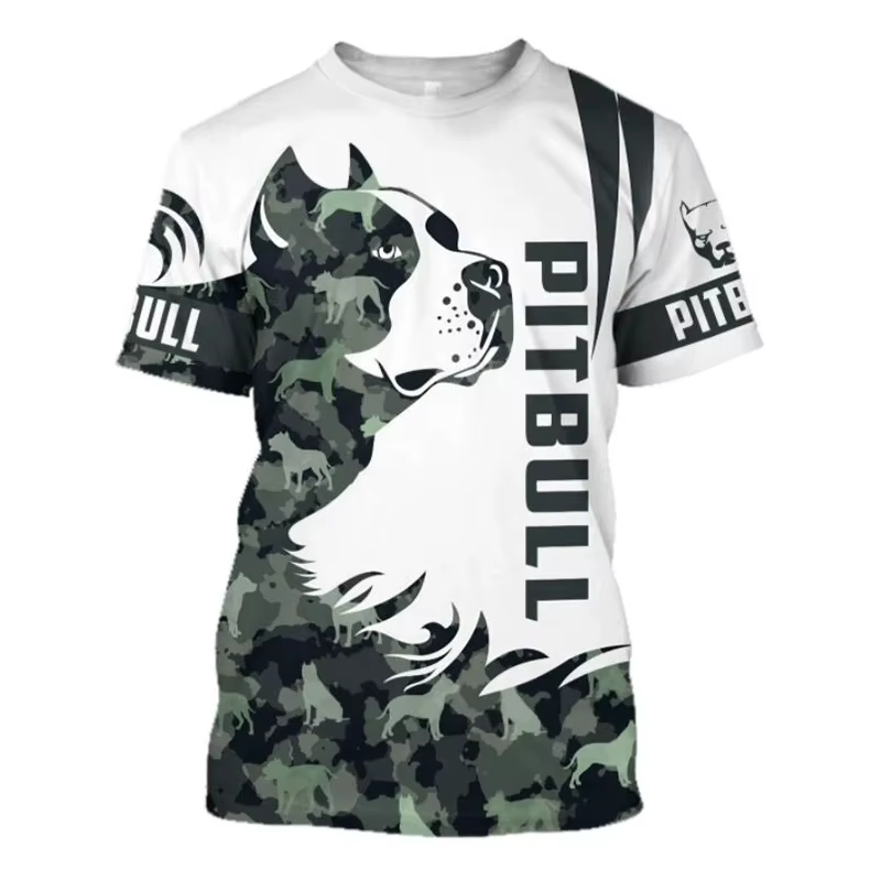 T-shirt manches courtes pour homme, estival et surdimensionné, avec impression graphique 3D de Pitbu