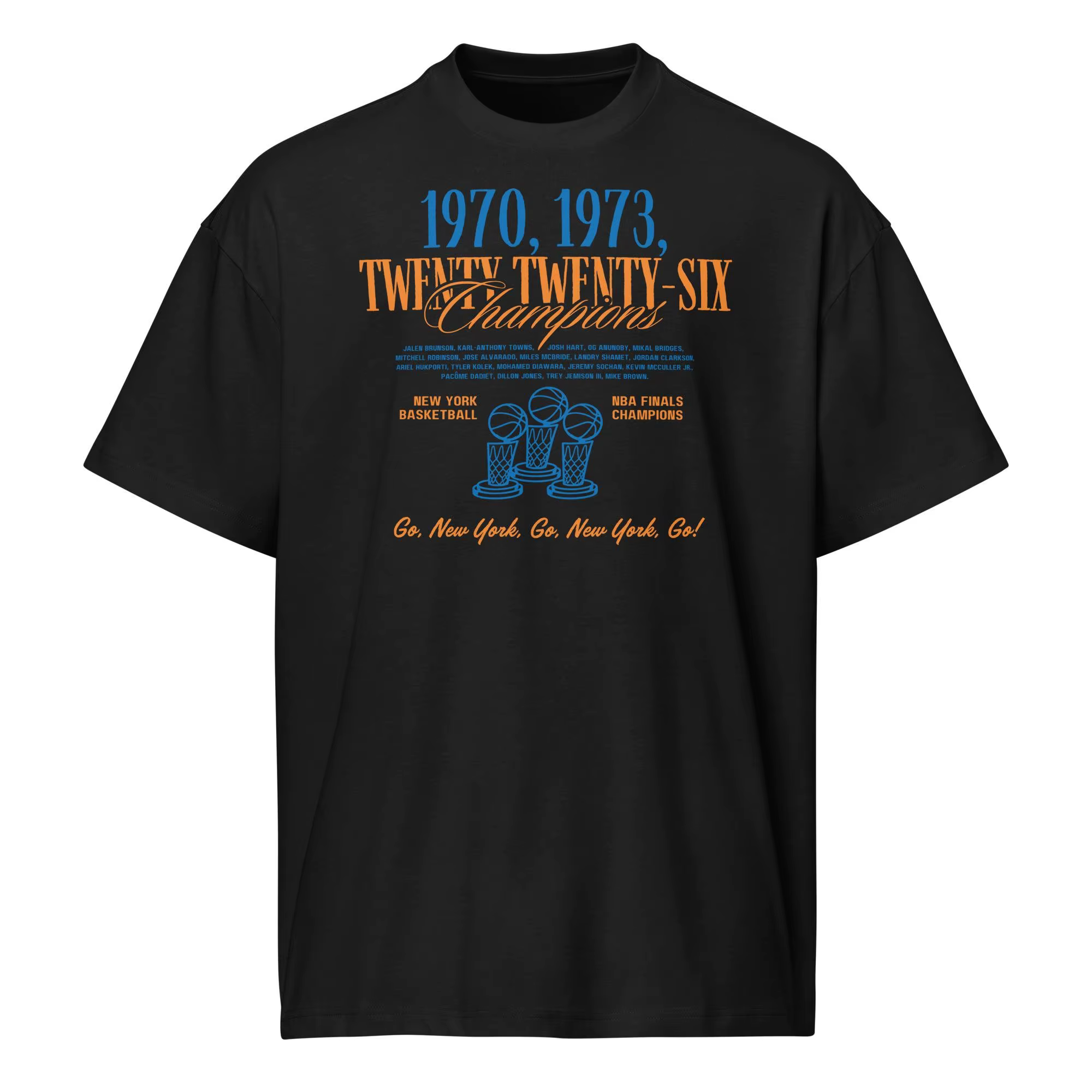 T-shirt Commémoratif Knicks Three Champion 2026 Nouveau 100% Coton Unisexe T-shirt Mode Streetwear H
