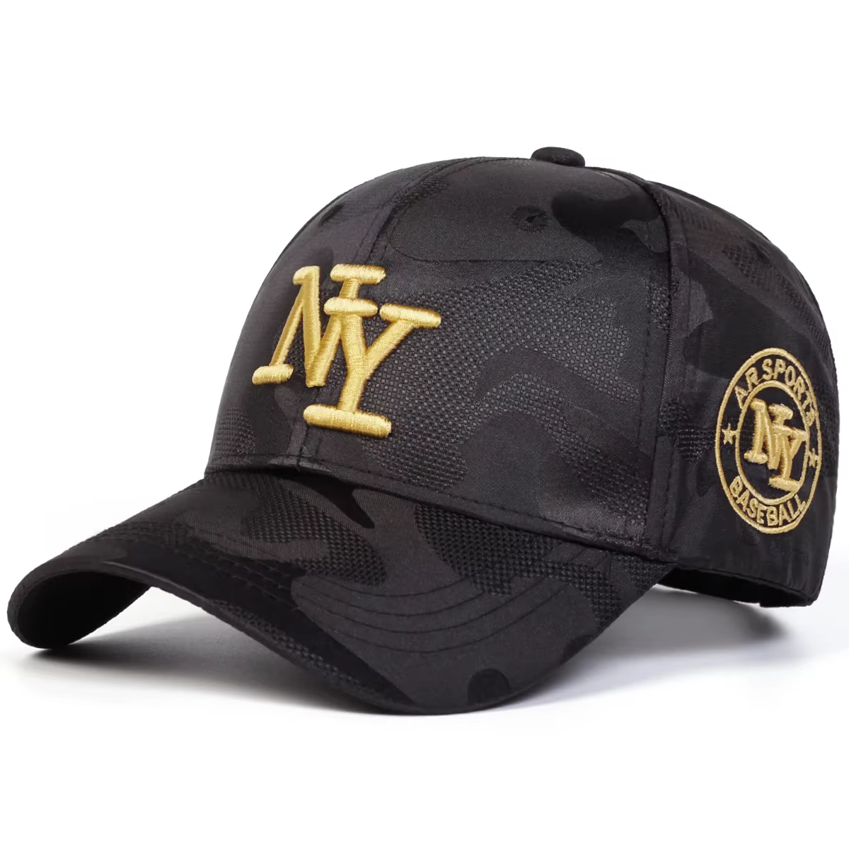 Casquette de baseball camouflage NY pour hommes et femmes, réglable, respirante, avec fermeture snap