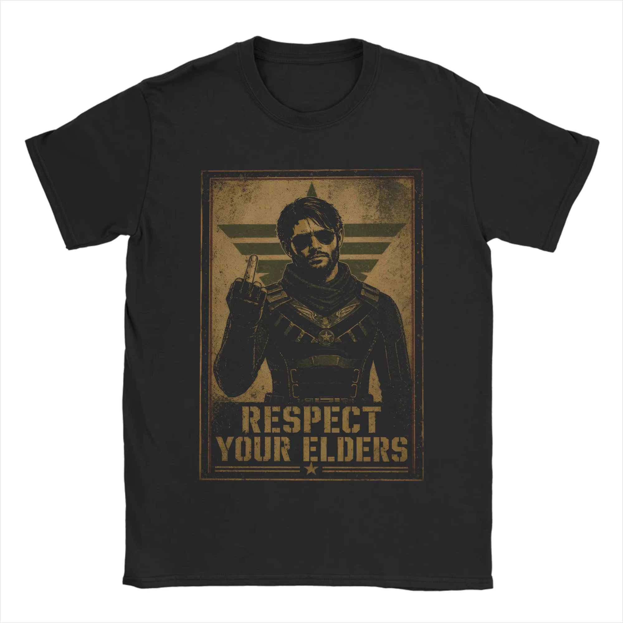 T-shirts pour hommes Respect Your Elders Soldier Boy, 100% coton, t-shirts amusants à col rond, t-sh
