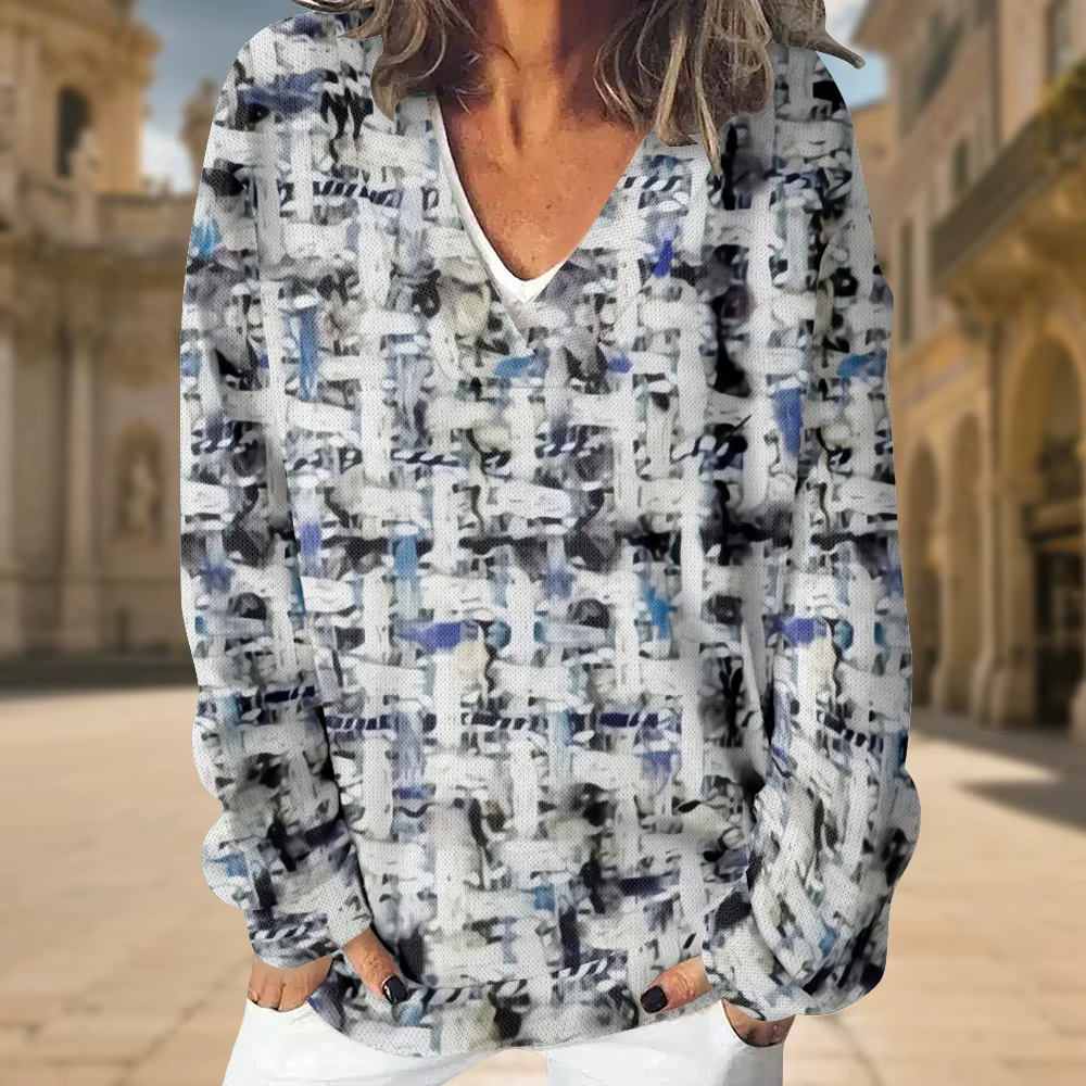 Sweat-shirt Streetwear d'art moderne pour femmes, motif de horizon urbain, col en v, confortable, su