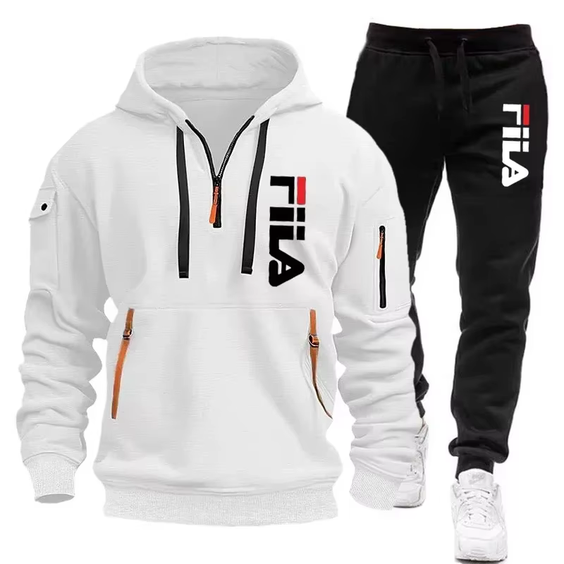 Nouvel ensemble sportif homme automne-hiver 2026 : sweat à capuche multi-poches zippé et pantalon, e