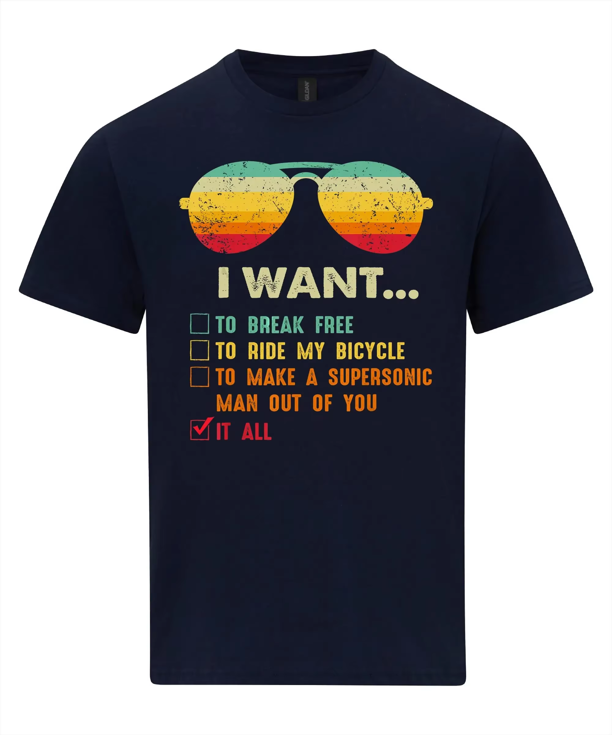 T-shirt graphique I Want It All To Break Free, Streetwear rétro, T-shirt à manches courtes et col ro
