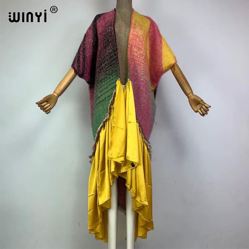 WINYI-Pardessus en fourrure à imprimé géométrique pour femme, vêtements de luxe africains, optique, 