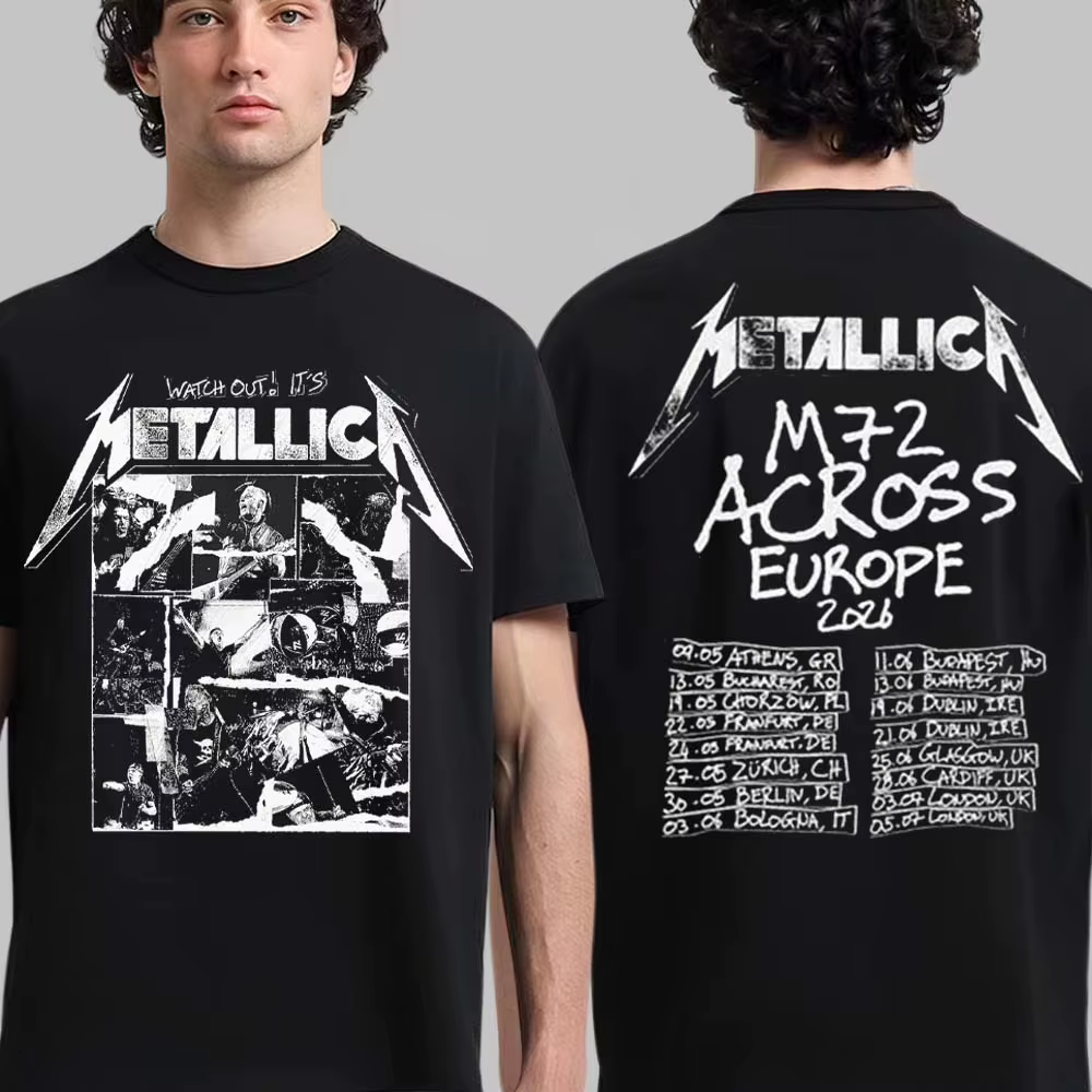 Nouveau T-shirt de tournée européenne été 2026, style hip-hop rétro, grande taille, T-shirt hawaïen 