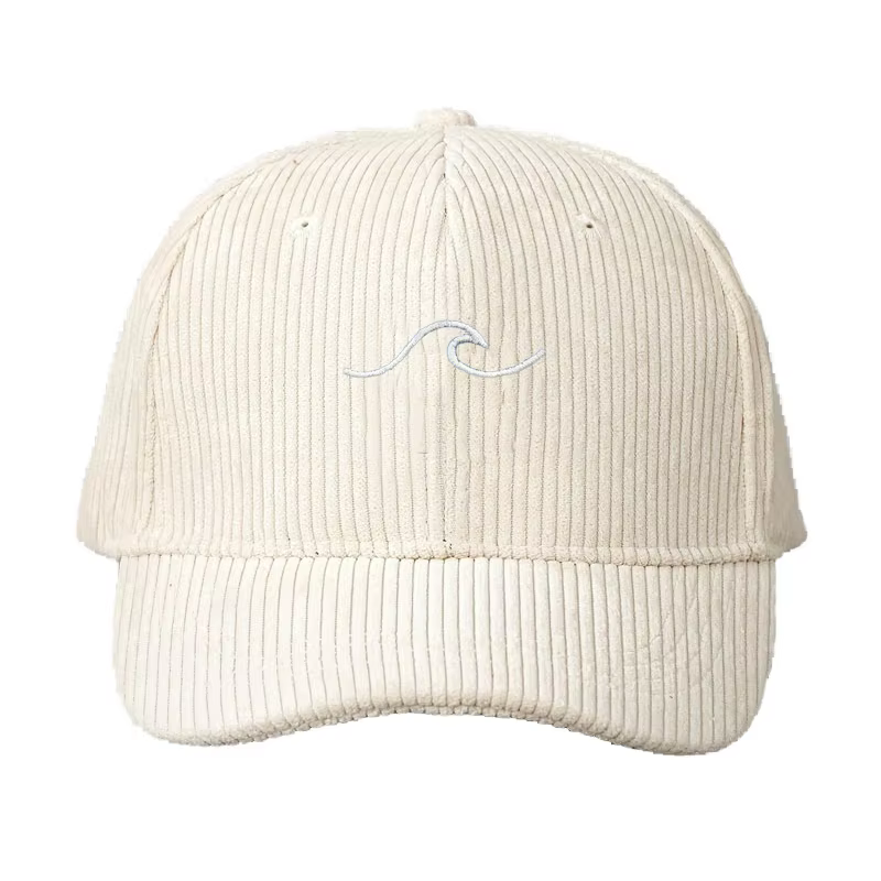 Casquette de baseball en velours côtelé pour hommes et femmes, broderie motif vague, réglable, style