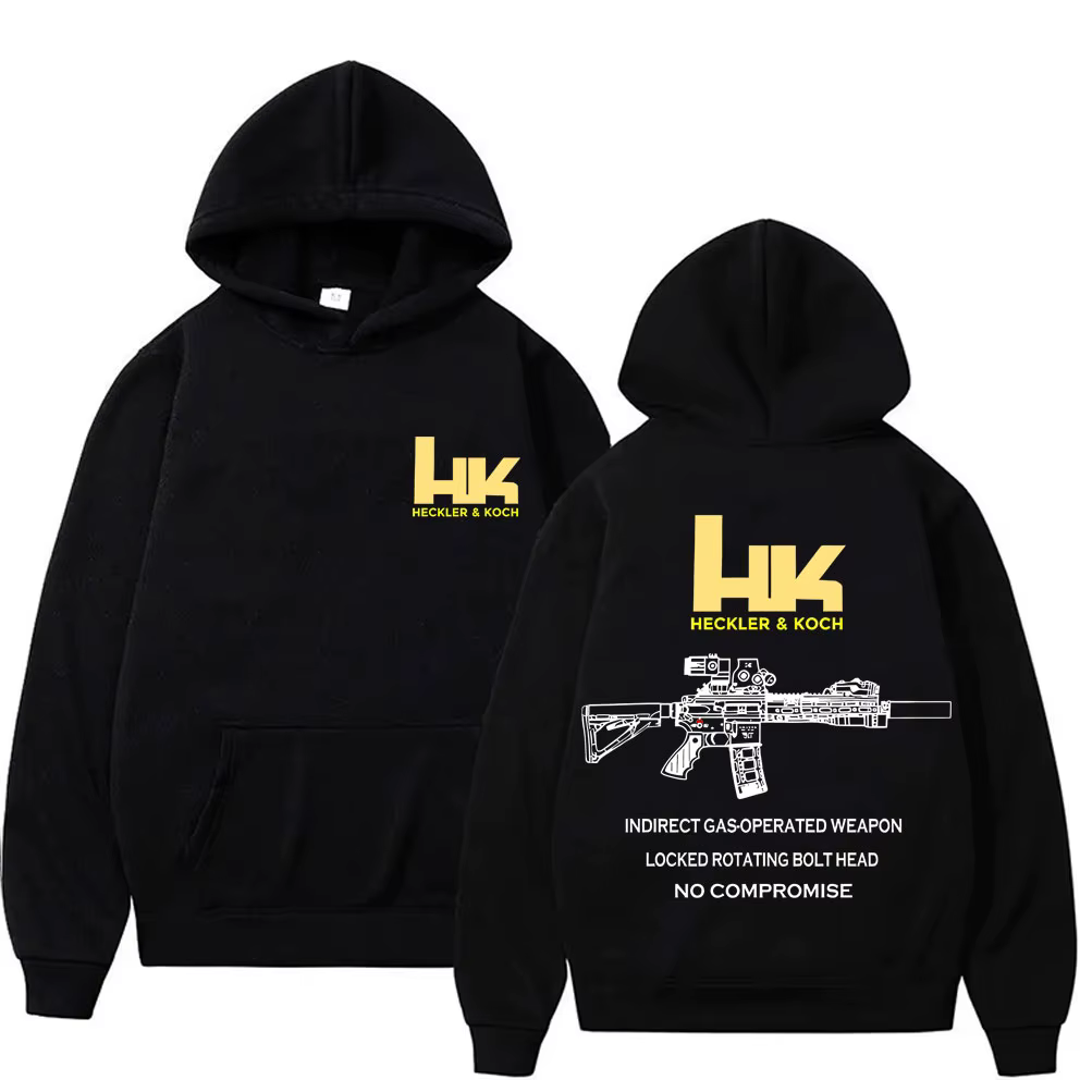 Sweat-shirt à capuche décontracté pour homme Heckler & Koch HK Fashion M4 Gun Design, tendance rétro