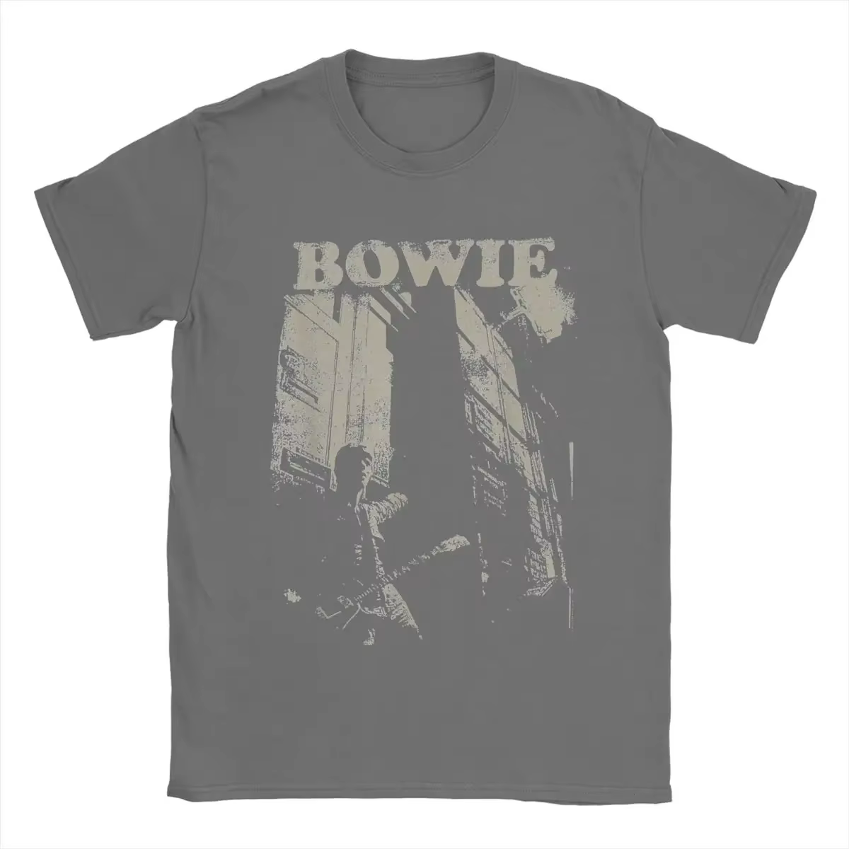 T-shirt graphique David Bowie Glam Rock Band, style vintage délavé, unisexe, coupe oversize, col ron