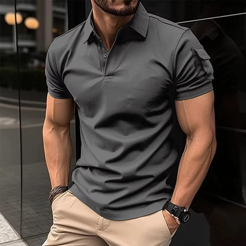 Polo à manches courtes slim fit pour homme avec poche sur le bras