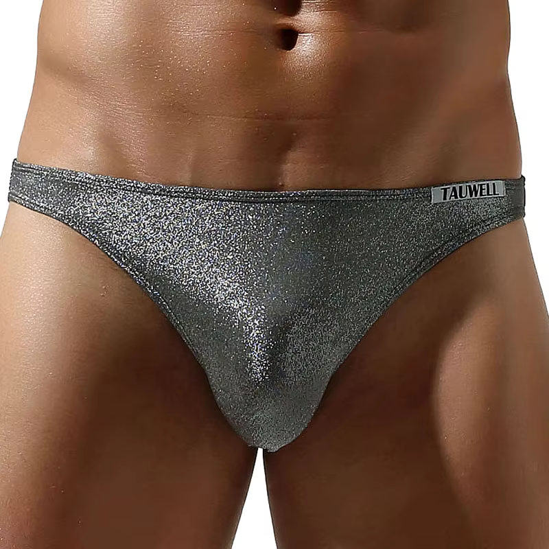 TAUWELL-Slips de bikini taille basse sexy brillants pour hommes, serrés, doux, respirants, sous-vête